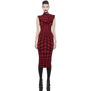 Super RARE F/W 2009 Iconic Alexander McQueen Horn Of Plenty Print Knit Dress XL